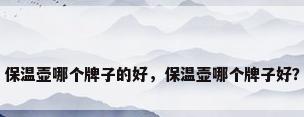 保温壶哪个牌子的好，保温壶哪个牌子好？