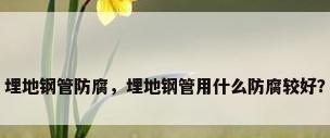 埋地钢管防腐，埋地钢管用什么防腐较好？