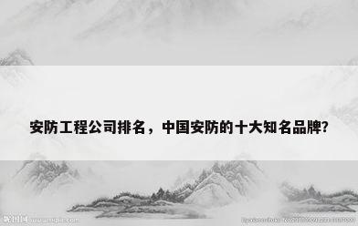 安防工程公司排名，中国安防的十大知名品牌？