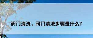 阀门清洗，阀门清洗步骤是什么？