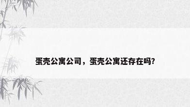蛋壳公寓公司，蛋壳公寓还存在吗？