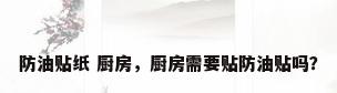 防油贴纸 厨房，厨房需要贴防油贴吗？