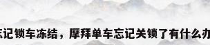摩拜单车忘记锁车冻结，摩拜单车忘记关锁了有什么办法能补救？