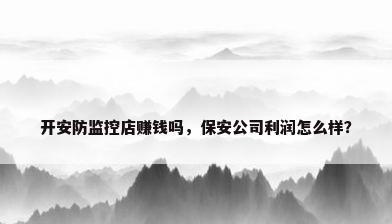 开安防监控店赚钱吗，保安公司利润怎么样？