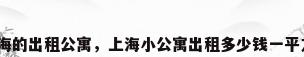 上海的出租公寓，上海小公寓出租多少钱一平方？
