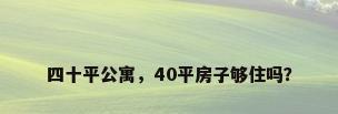 四十平公寓，40平房子够住吗？