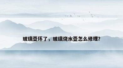 玻璃壶坏了，玻璃烧水壶怎么修理？