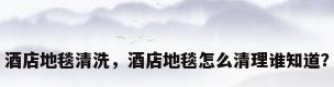 酒店地毯清洗，酒店地毯怎么清理谁知道？