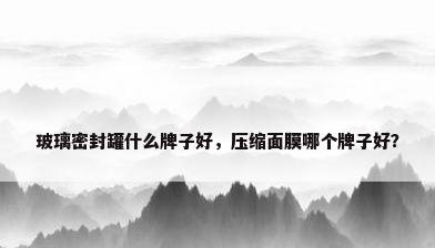 玻璃密封罐什么牌子好，压缩面膜哪个牌子好？