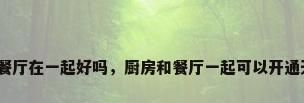 厨房和餐厅在一起好吗，厨房和餐厅一起可以开通天然气？