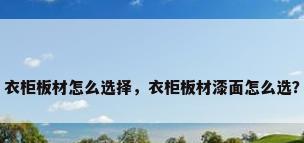衣柜板材怎么选择，衣柜板材漆面怎么选？