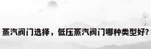 蒸汽阀门选择，低压蒸汽阀门哪种类型好？