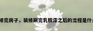 装修完房子，装修刷完乳胶漆之后的流程是什么？