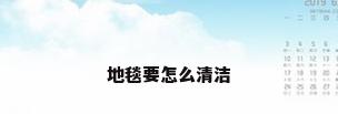 地毯要怎么清洁