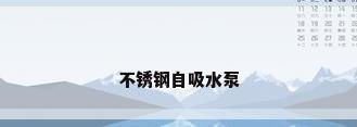 不锈钢自吸水泵