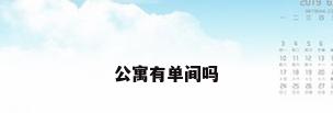 公寓有单间吗