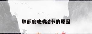 肺部磨玻璃结节的原因