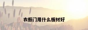 衣橱门用什么板材好