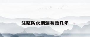注浆防水堵漏有效几年