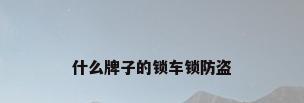 什么牌子的锁车锁防盗