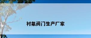 衬氟阀门生产厂家
