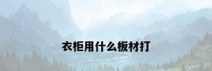 衣柜用什么板材打