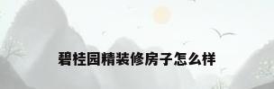 碧桂园精装修房子怎么样