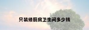只装修厨房卫生间多少钱