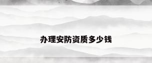办理安防资质多少钱