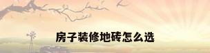房子装修地砖怎么选