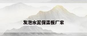 发泡水泥保温板厂家