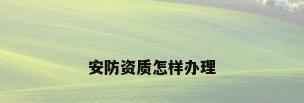 安防资质怎样办理