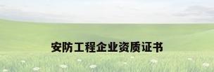 安防工程企业资质证书