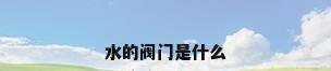 水的阀门是什么