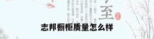志邦橱柜质量怎么样