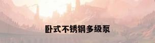 卧式不锈钢多级泵