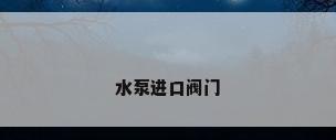 水泵进口阀门