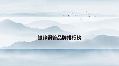 镀锌钢管品牌排行榜