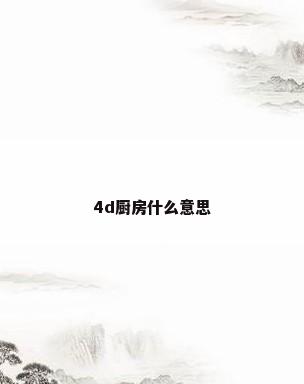 4d厨房什么意思