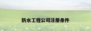 防水工程公司注册条件