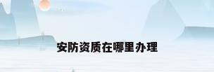 安防资质在哪里办理