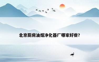 北京厨房油烟净化器厂哪家好些?