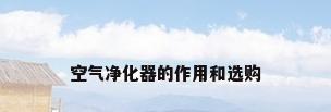 空气净化器的作用和选购