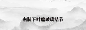 右肺下叶磨玻璃结节