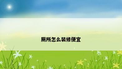 厕所怎么装修便宜