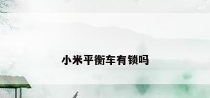 小米平衡车有锁吗