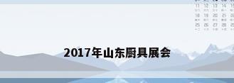 2017年山东厨具展会