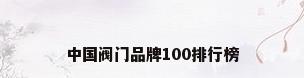 中国阀门品牌100排行榜