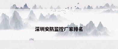 深圳安防监控厂家排名