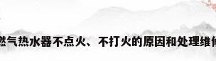 万和燃气热水器不点火、不打火的原因和处理维修方法